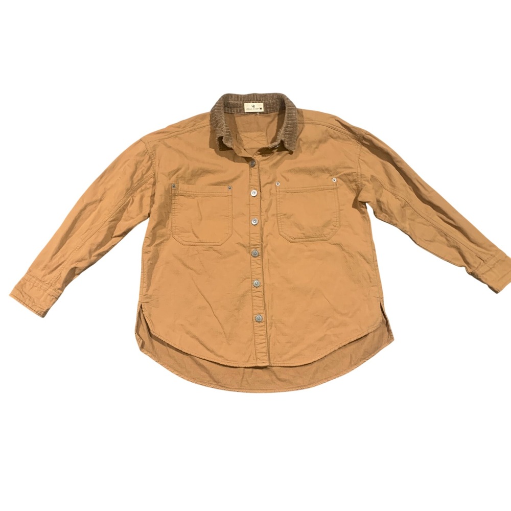 Urban Daizy Camel Brown Cotton Button Down Corduroy Collar Shacket Women's‎ M